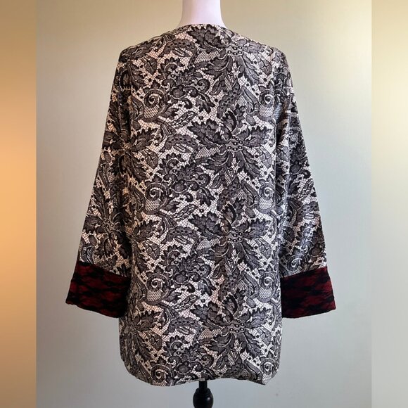 Lace Printed LIMELIGHT 2 PC Open Front Jacket Blazer with Red Lining - Picture 7 of 17